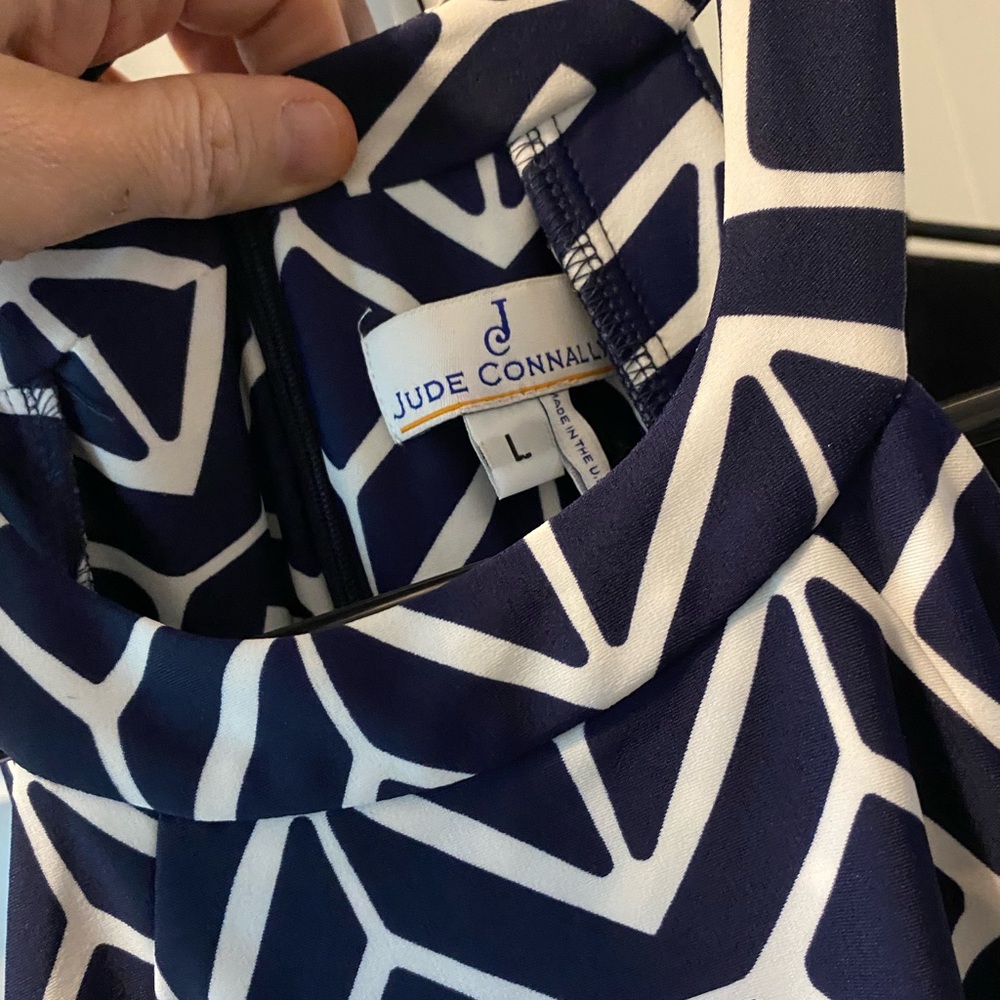Jude Connally Navy/White Geometric Jumpsuit